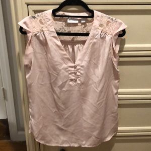 Blush pink lace detail blouse size M